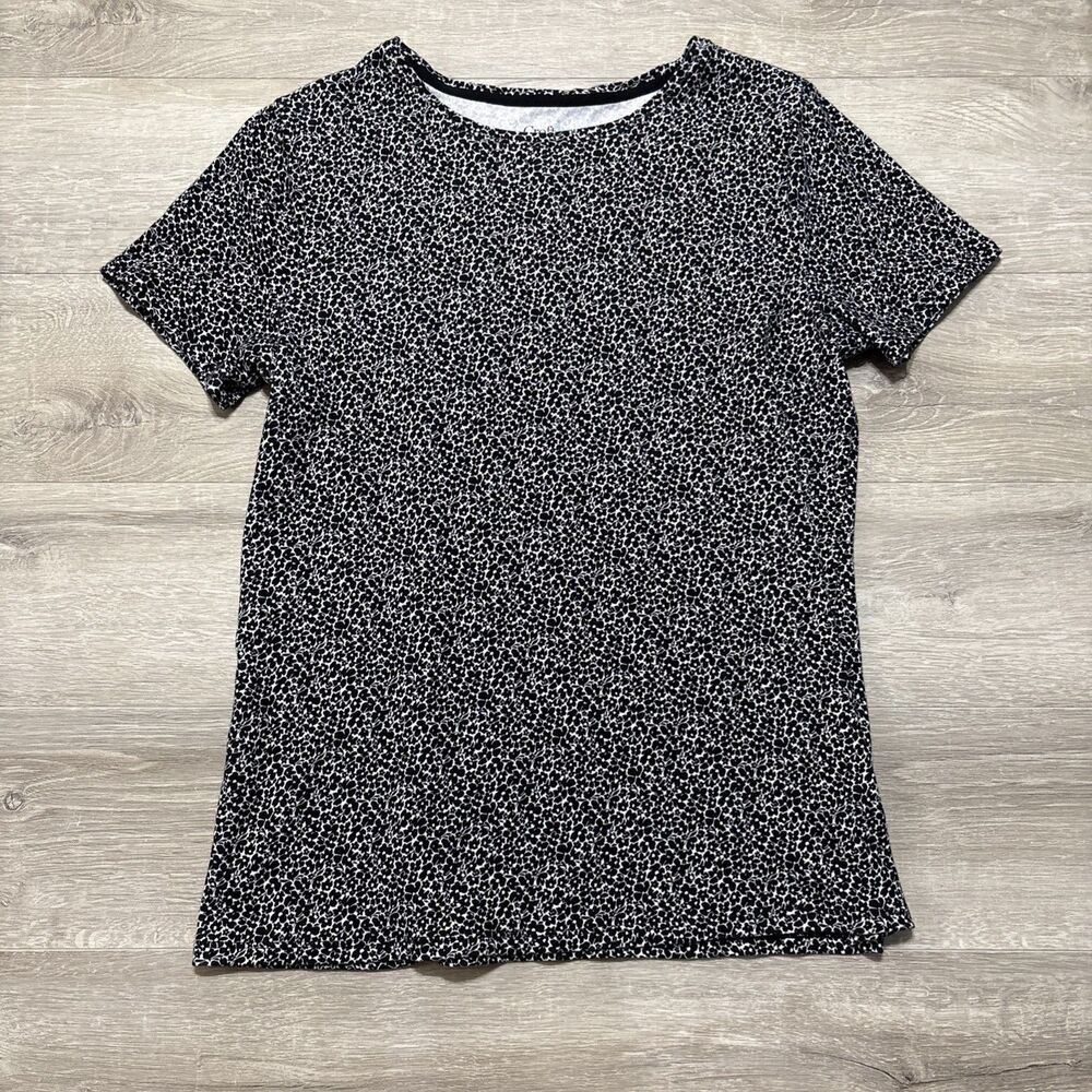 Croft & Barrow Classic Tee Womens Medium Black White Print Short Sleeve